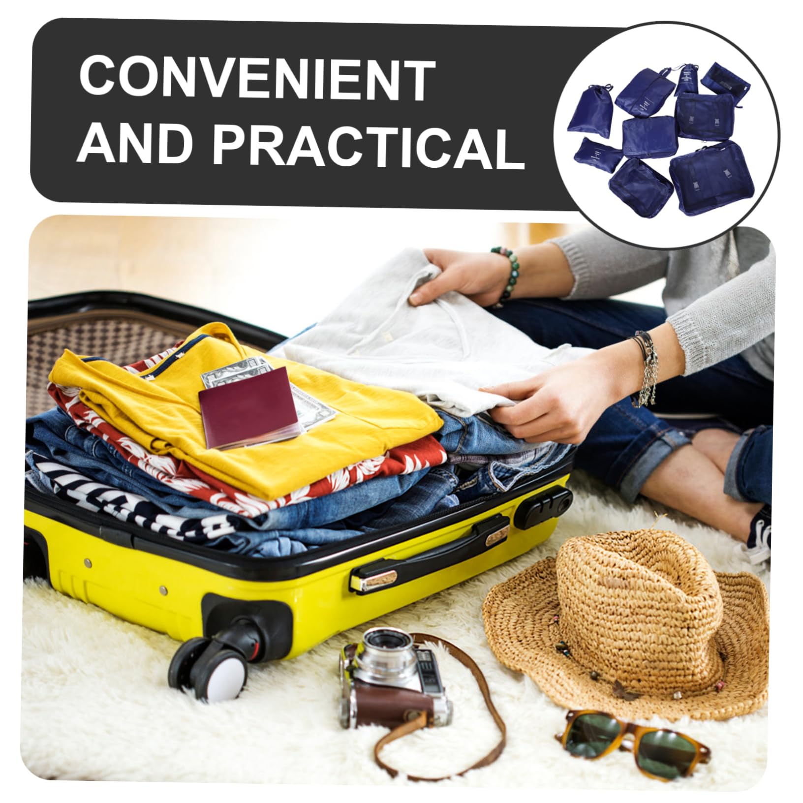 Set Organizer per Valigia da Viaggio in Nylon e Mesh, 9 Pezzi per Organizzazione Efficiente di Vestiti e Intimo, Portatile per Packing e Bagagli