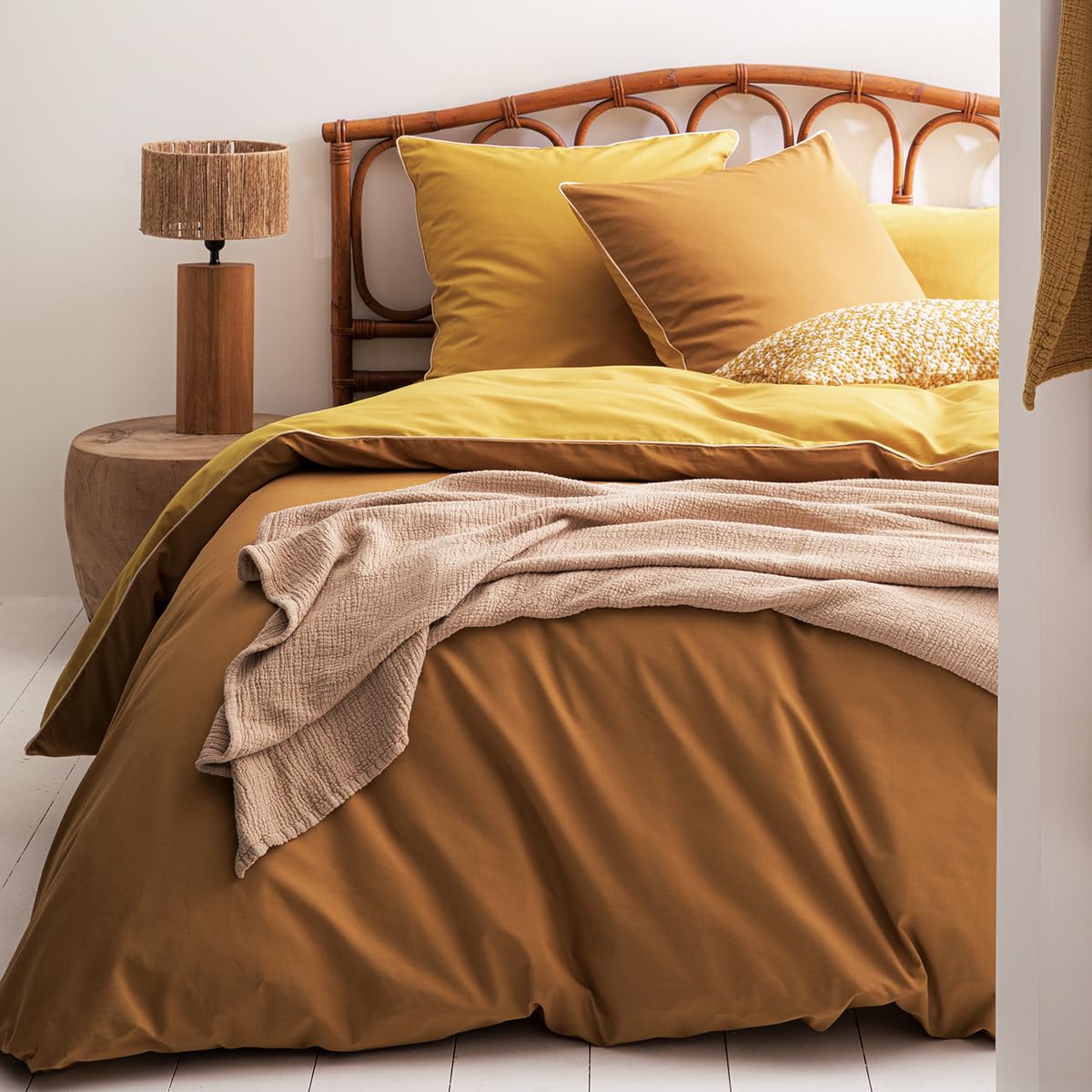 Essix Two-Tone Cotton Duvet Cover, Good Days, Yellow, 260 x 240 cm