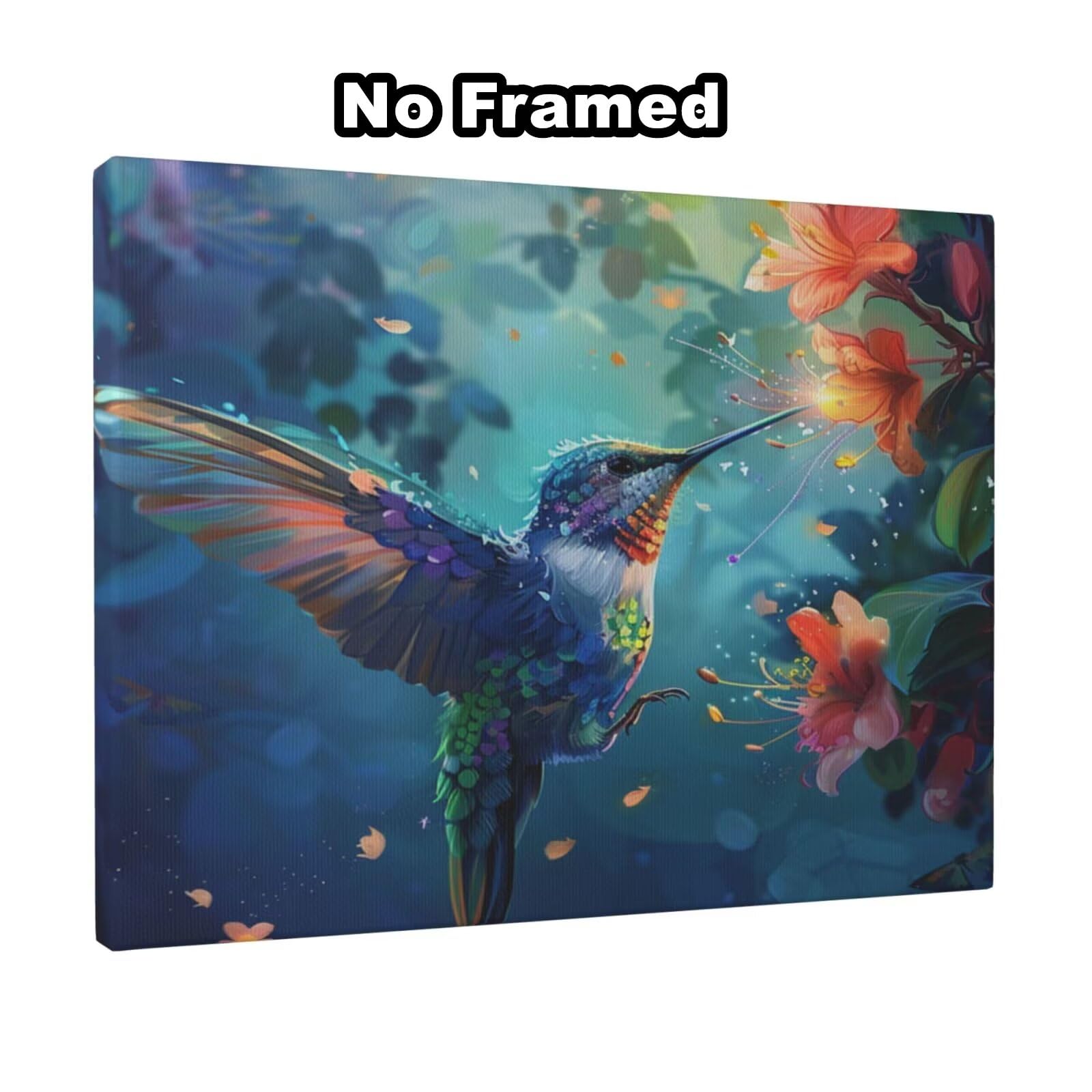 Kit per pittura con numeri per adulti, motivo: colibrì, pittura a fiori con numeri per principianti, pittura acrilica con numeri, kit per decorazione da parete, 105 x 80 cm, senza