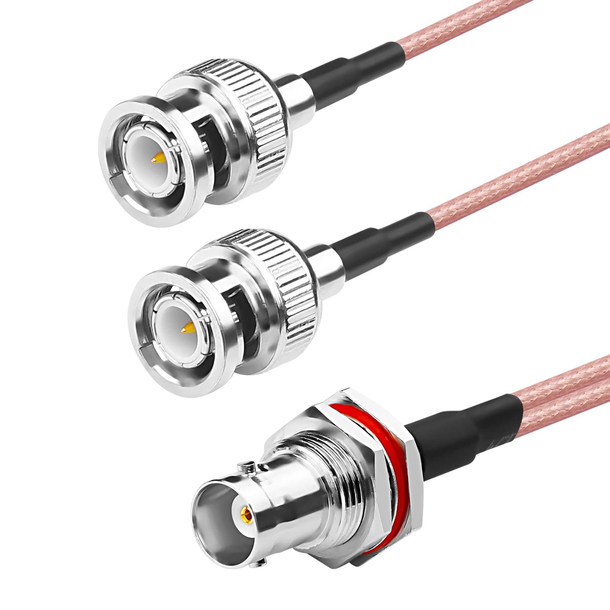 Câbles Répartiteurs BNC Y - Lot De 2 | 1 Mâle Vers 2 Mâles | 40 Cm RG58 75 Ohm | Pour Vidéosurveillance, Caméras