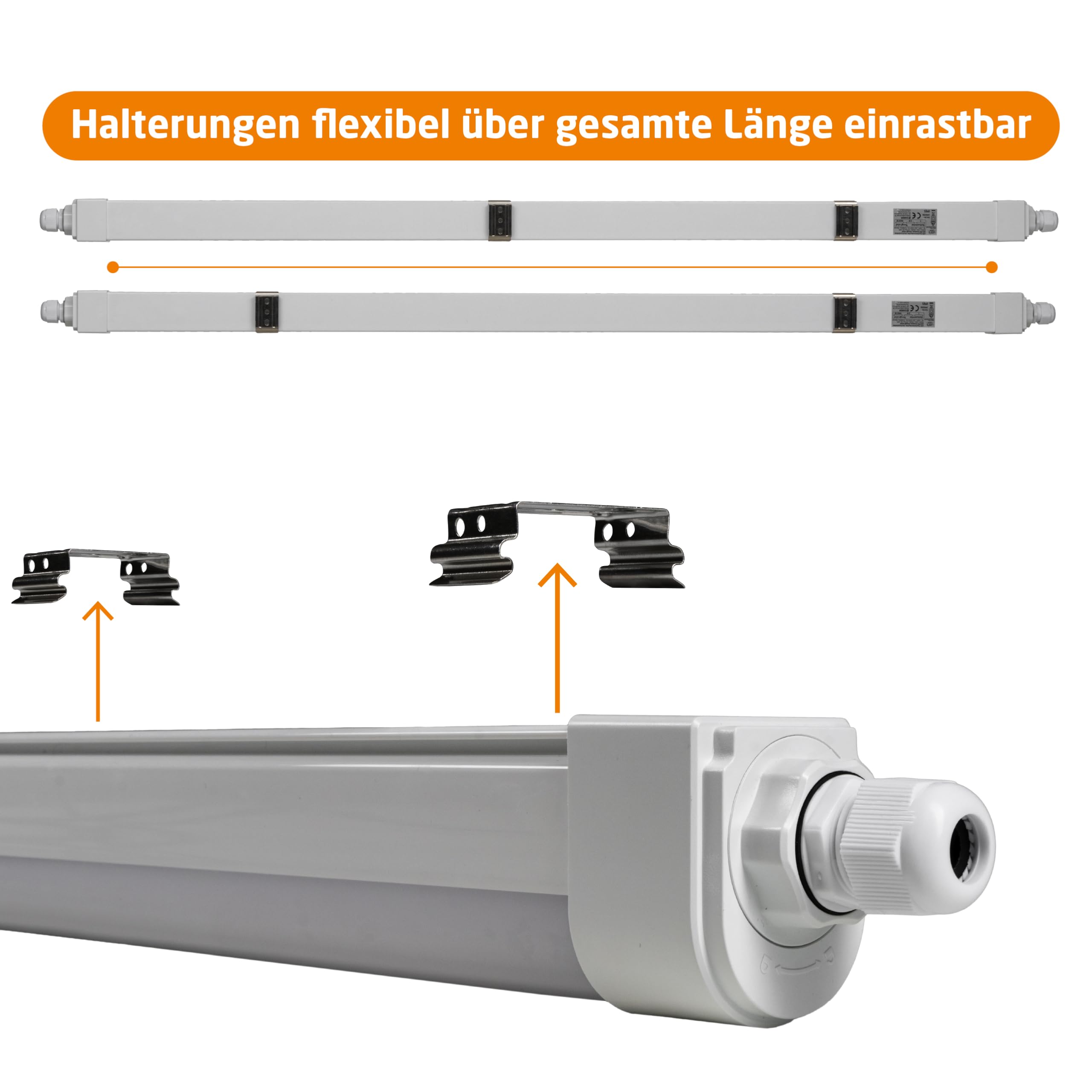 Proventa LED Feuchtraumleuchte 120cm 4er Pack IP65 36W 4320lm 4000K neutralweiß – durchverdrahtet, verknüpfbar, Wannenleuchte, Werkstattlampe, Garagenbeleuchtung, Kellerleuchte, Deckenleuchte