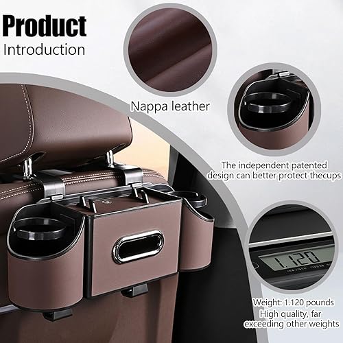 Miniatura 3 de Organizador de asiento trasero para automóvil, 4 en 1, caja de almacenamiento multifuncional para asiento trasero de automóvil con soporte