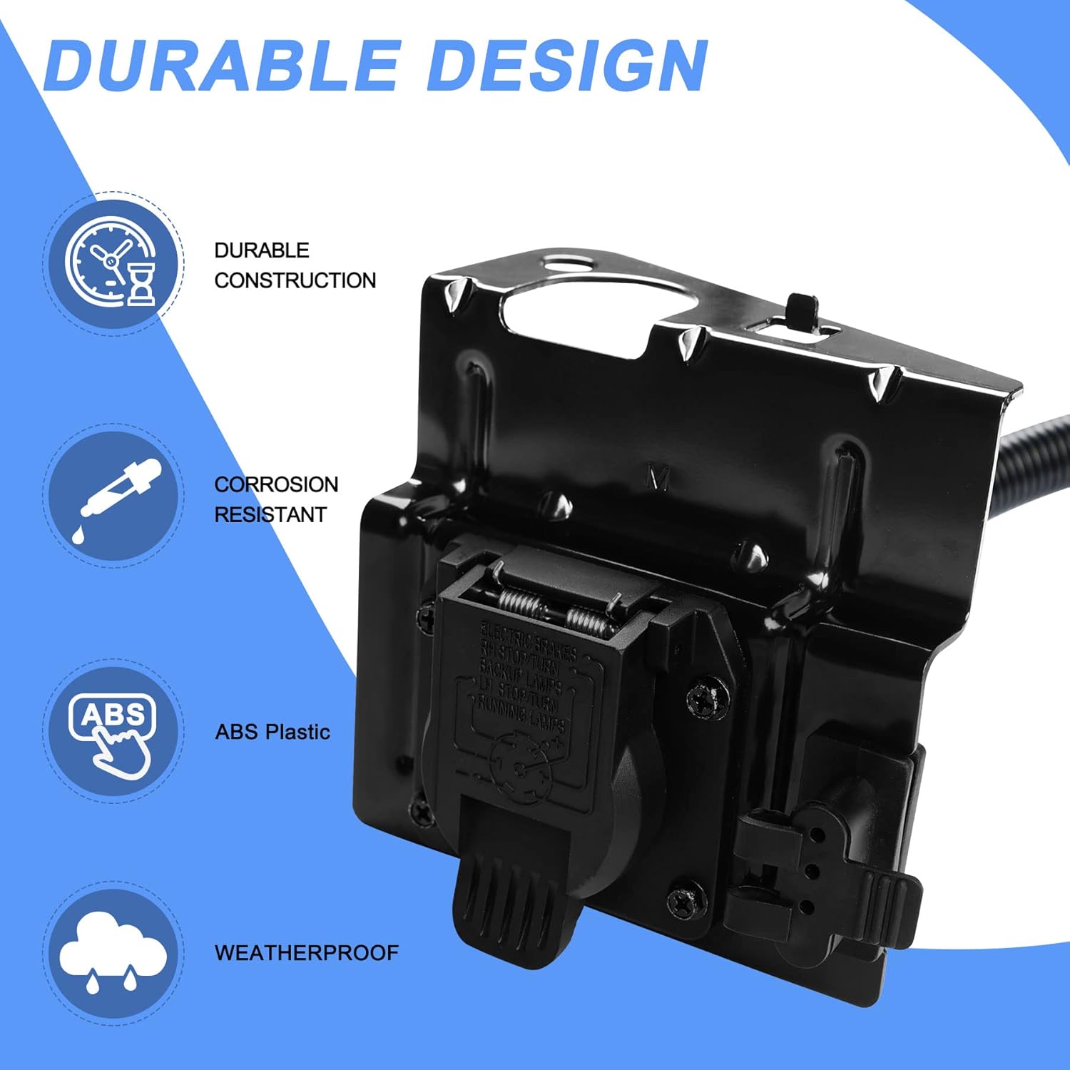 Trailer Wiring Harness Plug Fit for 1999 2000 2001 Ford F250 F350 Super Duty, 4 & 7 Pin Tow Plug with Mounting Bracket, Replace# YC3Z-13A576-CA