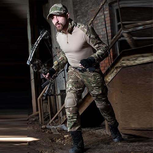 HANWILD Traje táctico de uniforme militar para hombre, camisas y