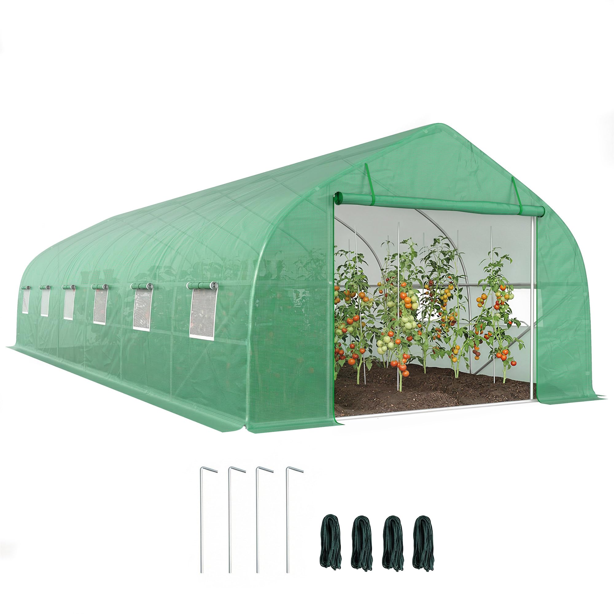 Outsunny Serre de Jardin Tunnel 24 ㎡ Grande Taille 8 x 3 x 2 m avec