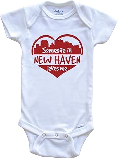 Someone in New Haven Loves Me New Haven Connecticut Skyline Heart One Piece Baby Bodysuit
