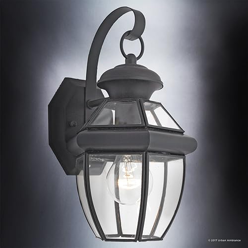 Vista 38 de Urban Ambiance Lámpara de techo colonial de lujo para exteriores, tamaño mediano: 8 pulgadas de alto x 15.25 pulgadas de ancho, con elementos