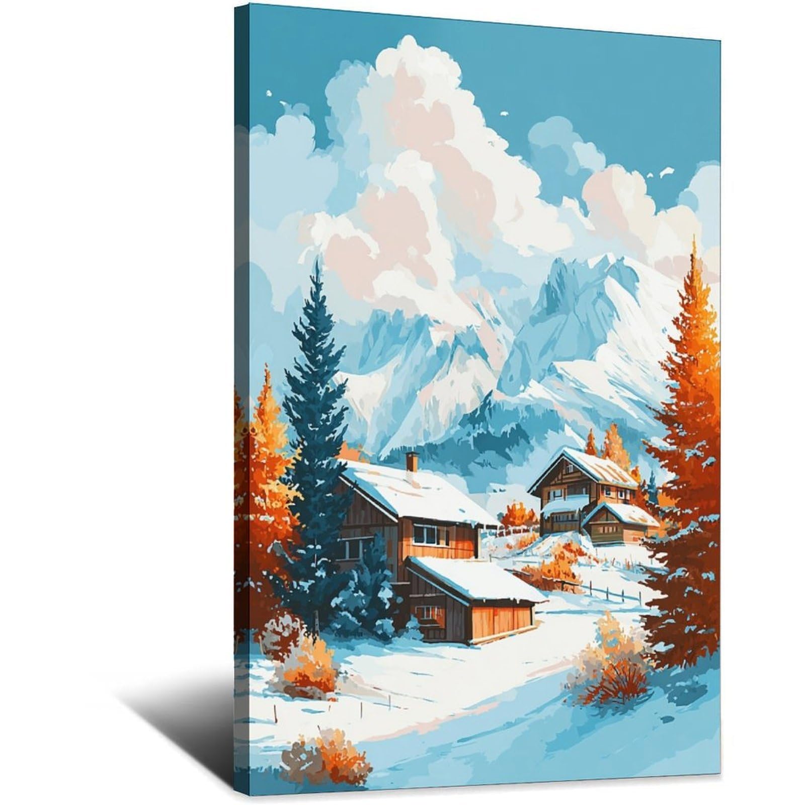Meribel France Poster 20x30inch(50x75cm) Vintage Watercolor Canvas Art
