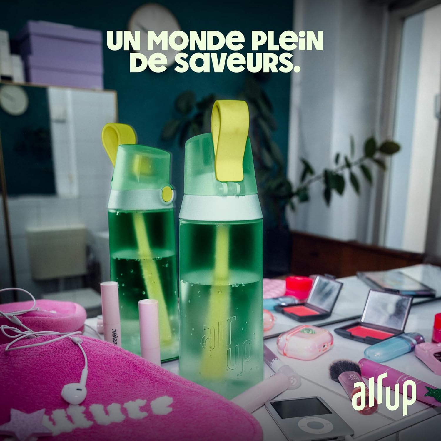 air up Gourde Click Squid Purple – Pack de démarrage avec 5 capsules de goût | Bouteille 600 ml sans sucre, passe au lave-vaisselle, sans BPA