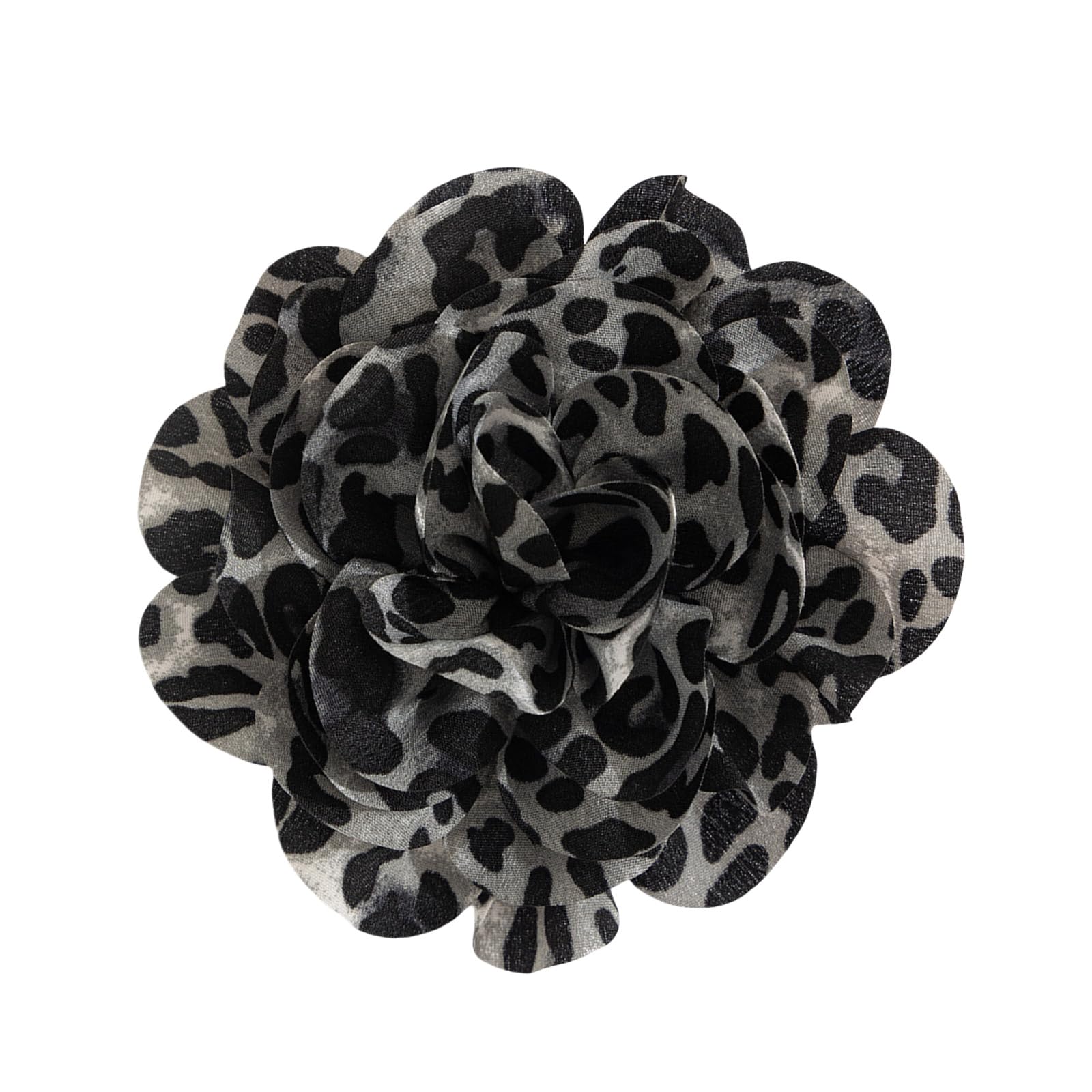 Nvoqilin Women's Black Leopard Print Flower Duckbill Clip Brooch Exaggerated Floral Shaped Corsage Versatile Fashion Accessory For