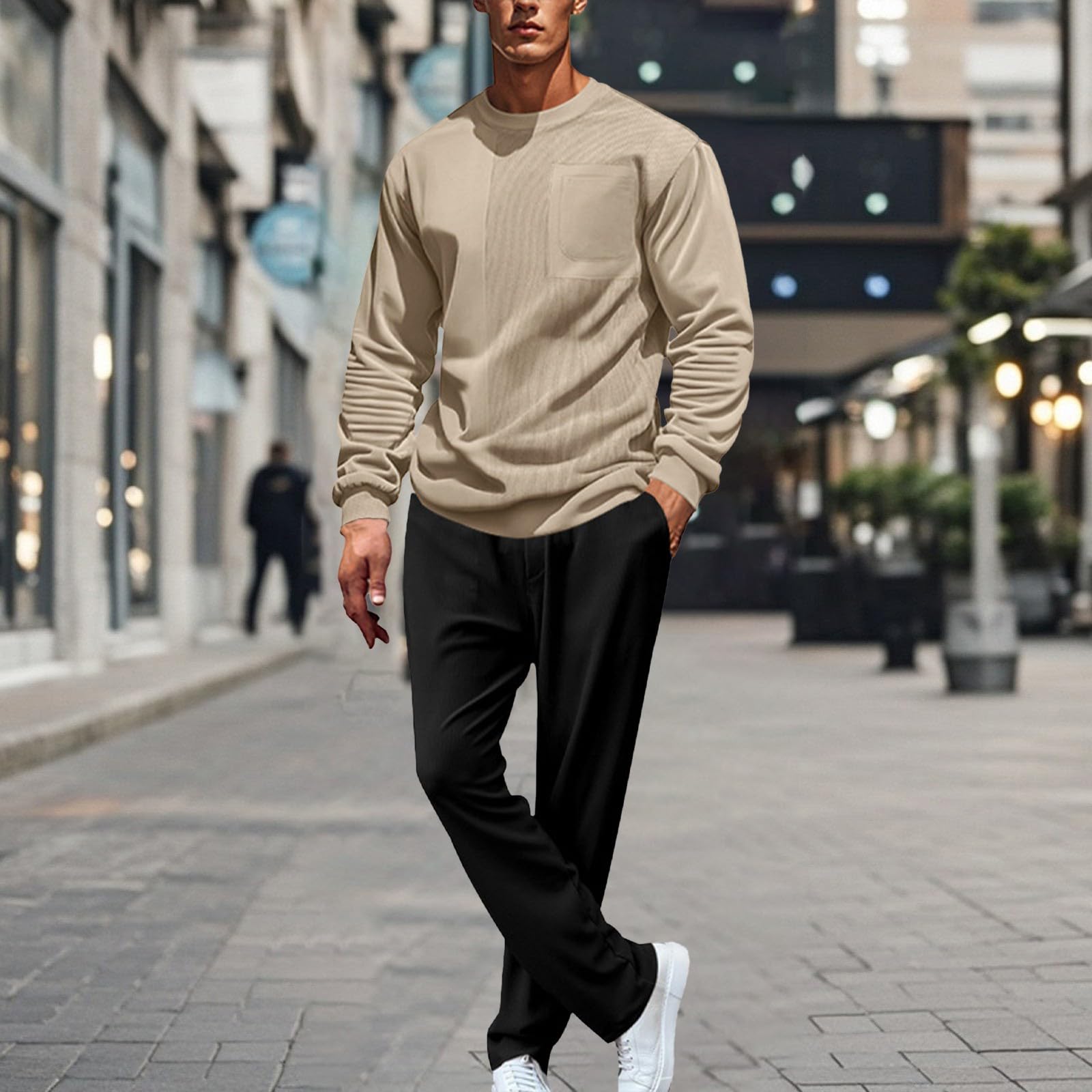 Set di tuta da uomo per il tempo libero, vintage, tuta da jogging, felpa girocollo a maniche lunghe, set di pantaloni in velluto