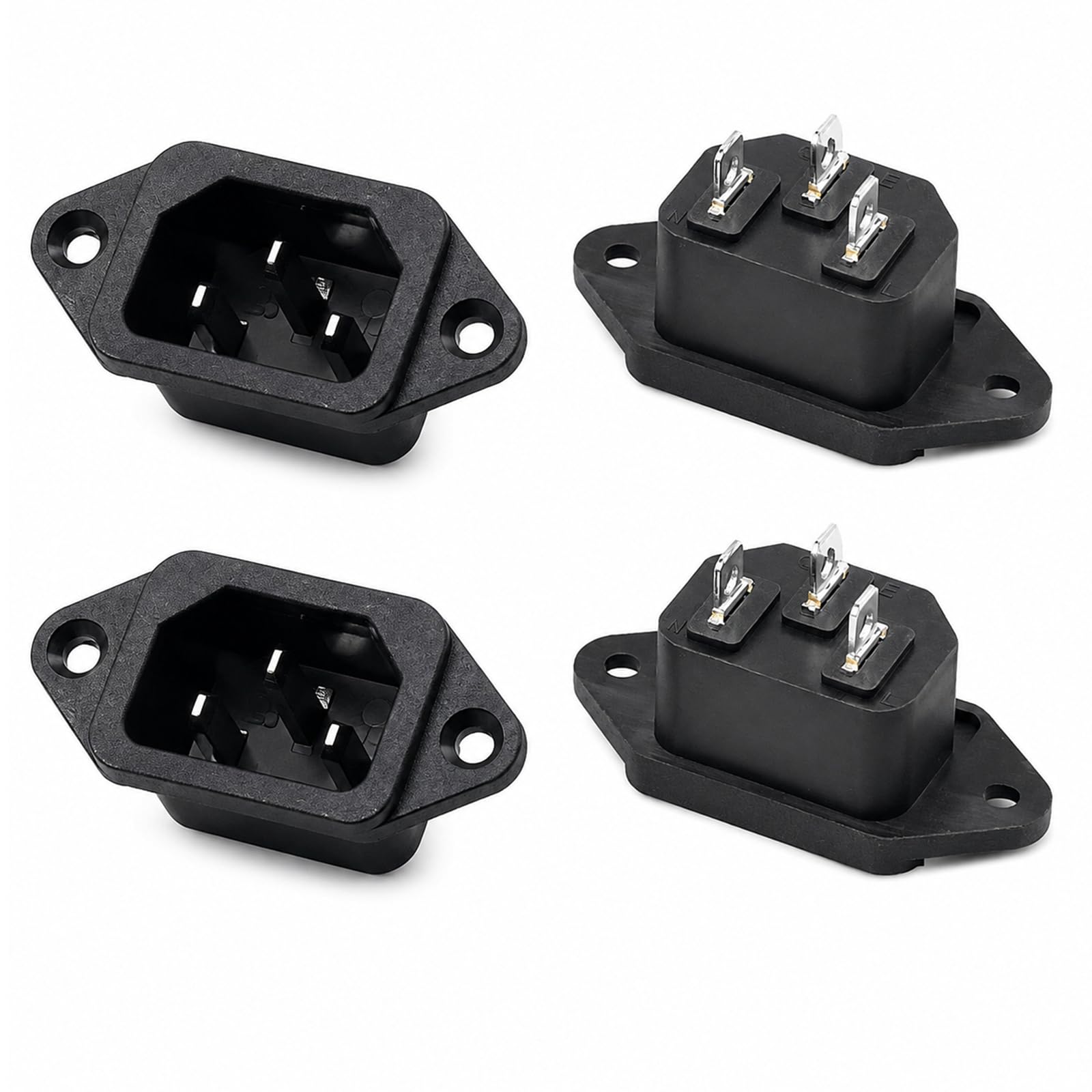 Hyleon IEC C14 Panel Mount Socket 3 Pin AC Power Inlet for Kettle Plug