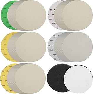 6 Inch 3000 4000 5000 7000 10000 Grit Sanding Disc with Interface Pad, GOH DODD 25 Pieces Wet Dry Sandpaper Hook and Loop Sanding Pads for Random Orbital Sander, Automotive, Wood Polishing and Sanding