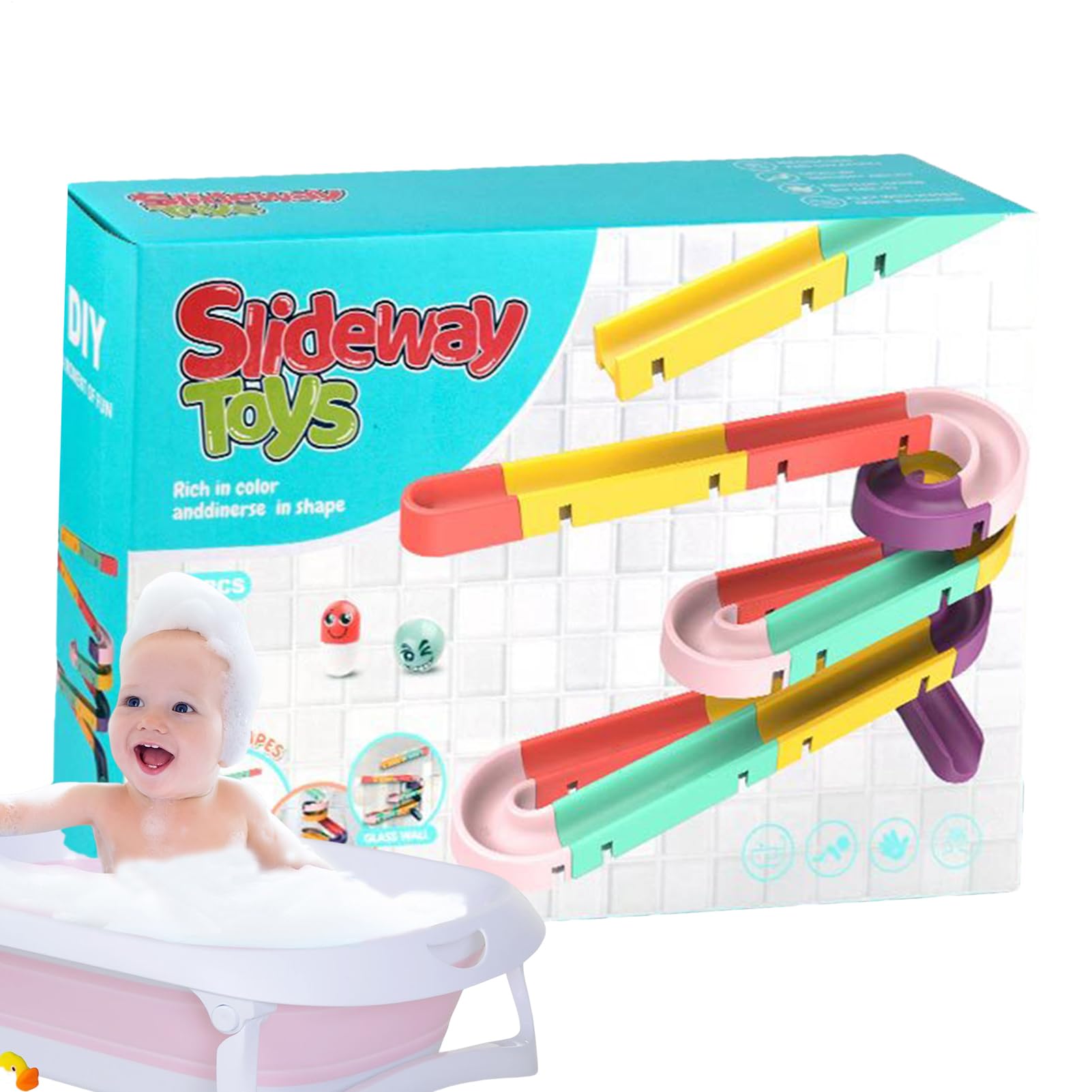 Con riel deslizante, deslizante para bañera de pared | Juguetes de ducha para niños, para tobogán de bañera de pared, divertidos juguetes — view 10