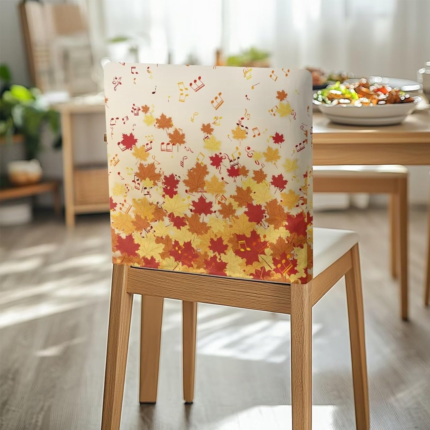 Autumn Maple Leaf Cover for Chair Back Stretchable Dining Chair Cover Waterproof Chair Back Covers for Dining Chairs 4 Pack Cover for Chair Back Chair Back Covers for Holiday Festival Decor