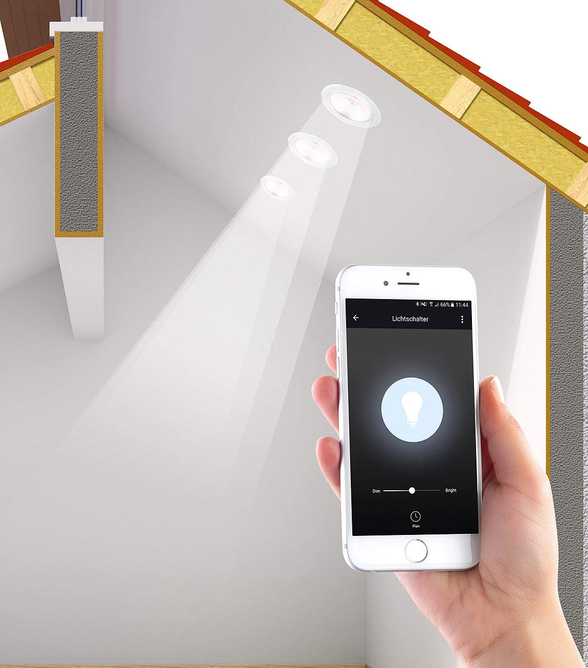 Luminea Home Control Siri Lichtschalter: 3er-Set WLAN-Schalter mit Dimmer, für Siri, Alexa & Google Assistant (W-LAN Schalter, Lichtschalter-Dimmer Funk, Glühbirne dimmbar)