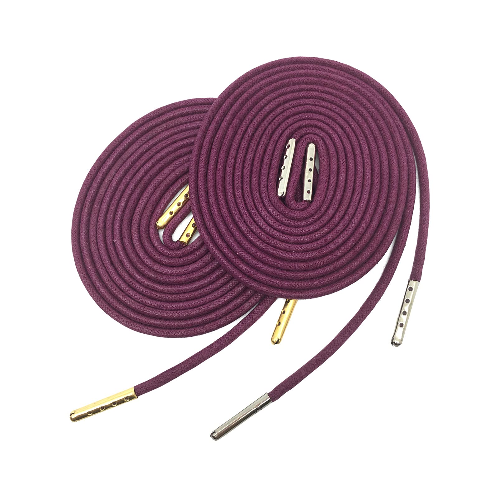 Flache Schnürsenkel, Elastische Stiefelschnürsenkel, gewachste Baumwolle, Metallspitzen, 2er-Pack, Mehrfarbig, 70–160 cm, for Abendschuhe, Turnschuhe, Stiefel(Purple,160)
