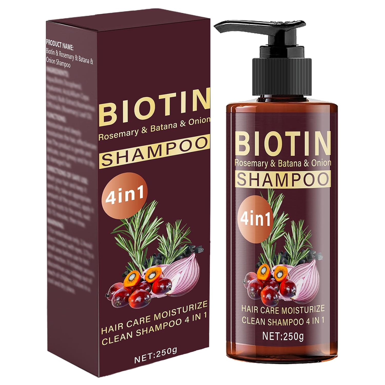 Onion Biotin and Rosemary Shampoo, Onion Shampoo Moisturizing Hair Care for Hair Loss and Thinning Hair Rosemary Shampoo 4 in 1 for All Hair Type 8.8 Oz (250g)