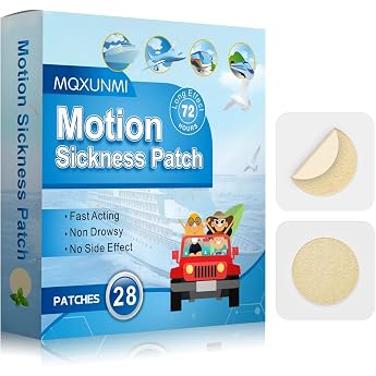 Pack of 28 Travel Sickness Patches Seasickness Plasters for Car and Boat Trips Cruises and Air Travel Fast Acting and Durable 72 Hours Ivory