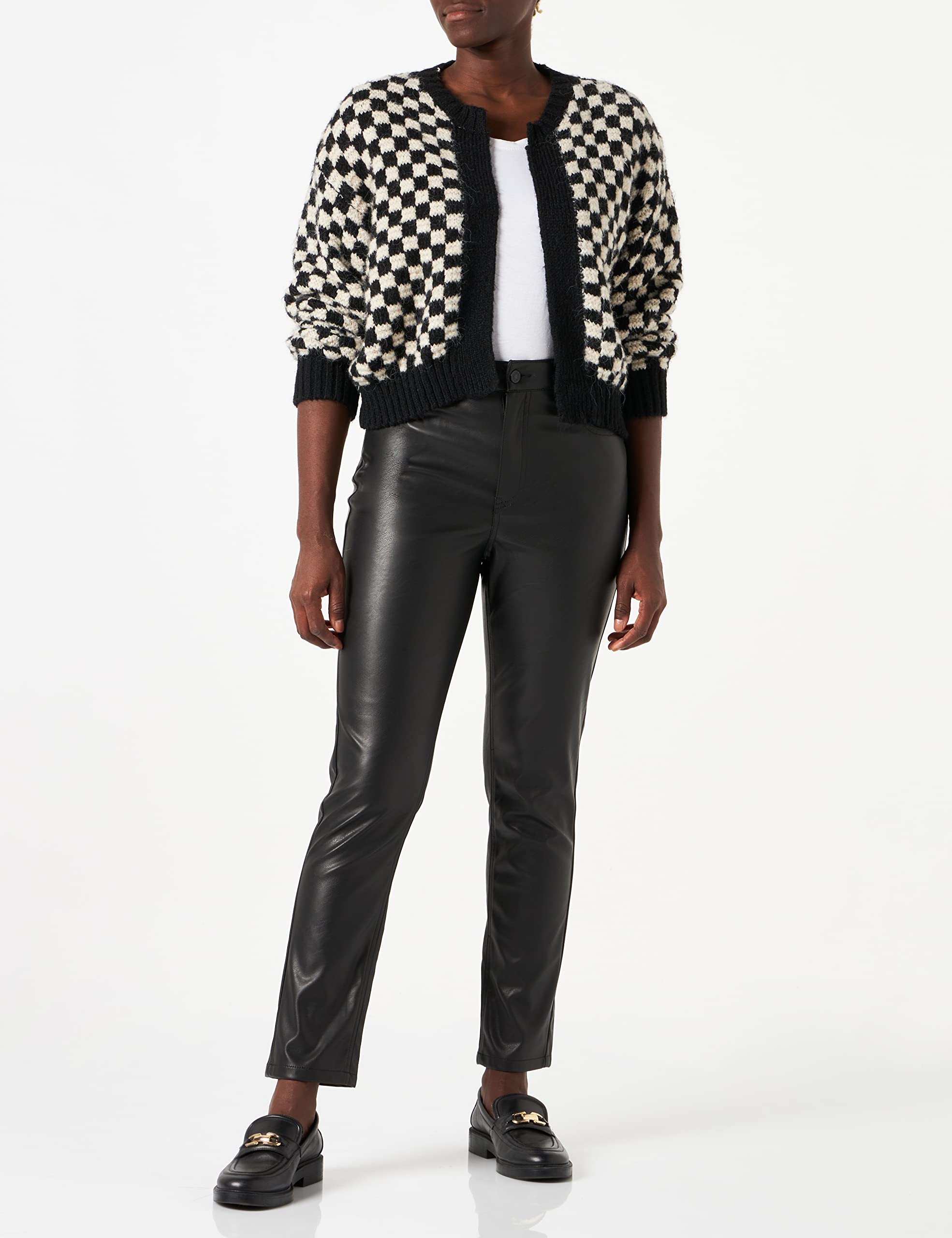 JJXX Jxberlin Slim Hw Faux Leat Spodnie Noos - Spodnie Kobiety