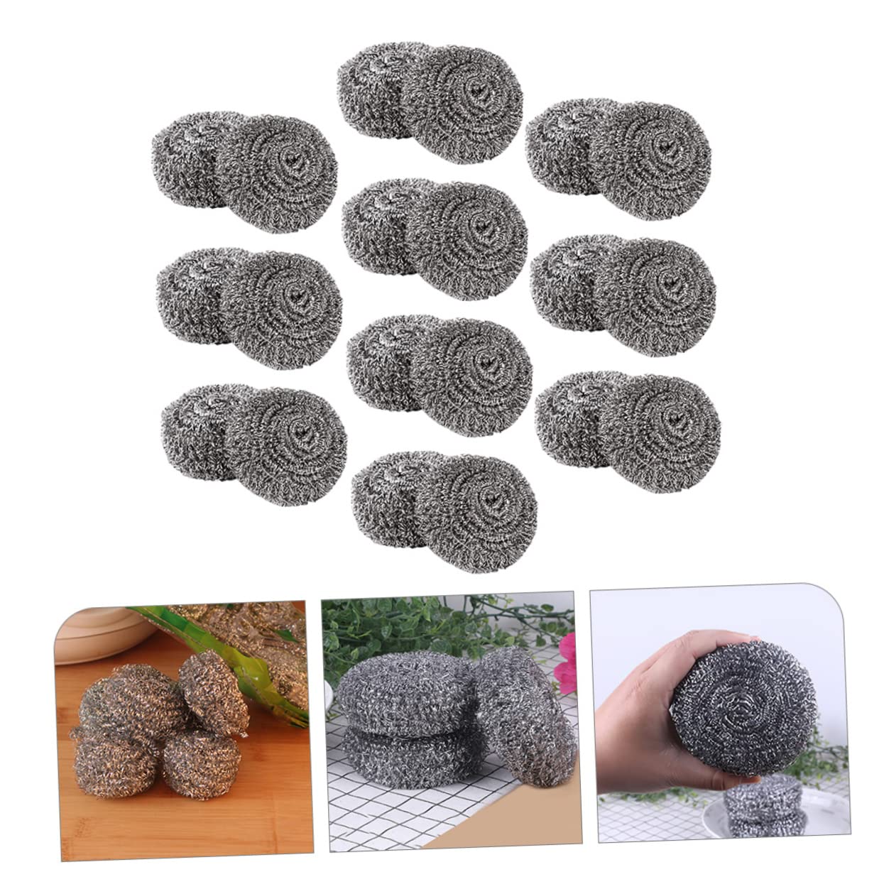 3 Series Estropajos Inoxidables para Limpieza De Utensilios De Cocina Esponjas De Alambre para Fregar Ollas Y Sartenes para Eliminación De Grasa Y Suciedad 20 Piezas*3