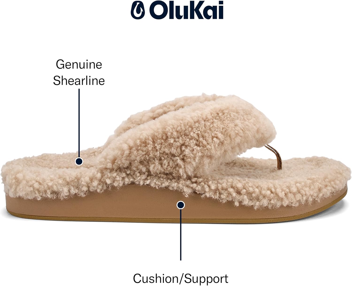 OLUKAI Kipe'a Heu Women's Sandal Slippers, Soft & Comfortable Shearling-Wrapped Straps, Durable Rubber Outsoles for All-Day Wear, Causal & Cute Everyday Style - Image 3