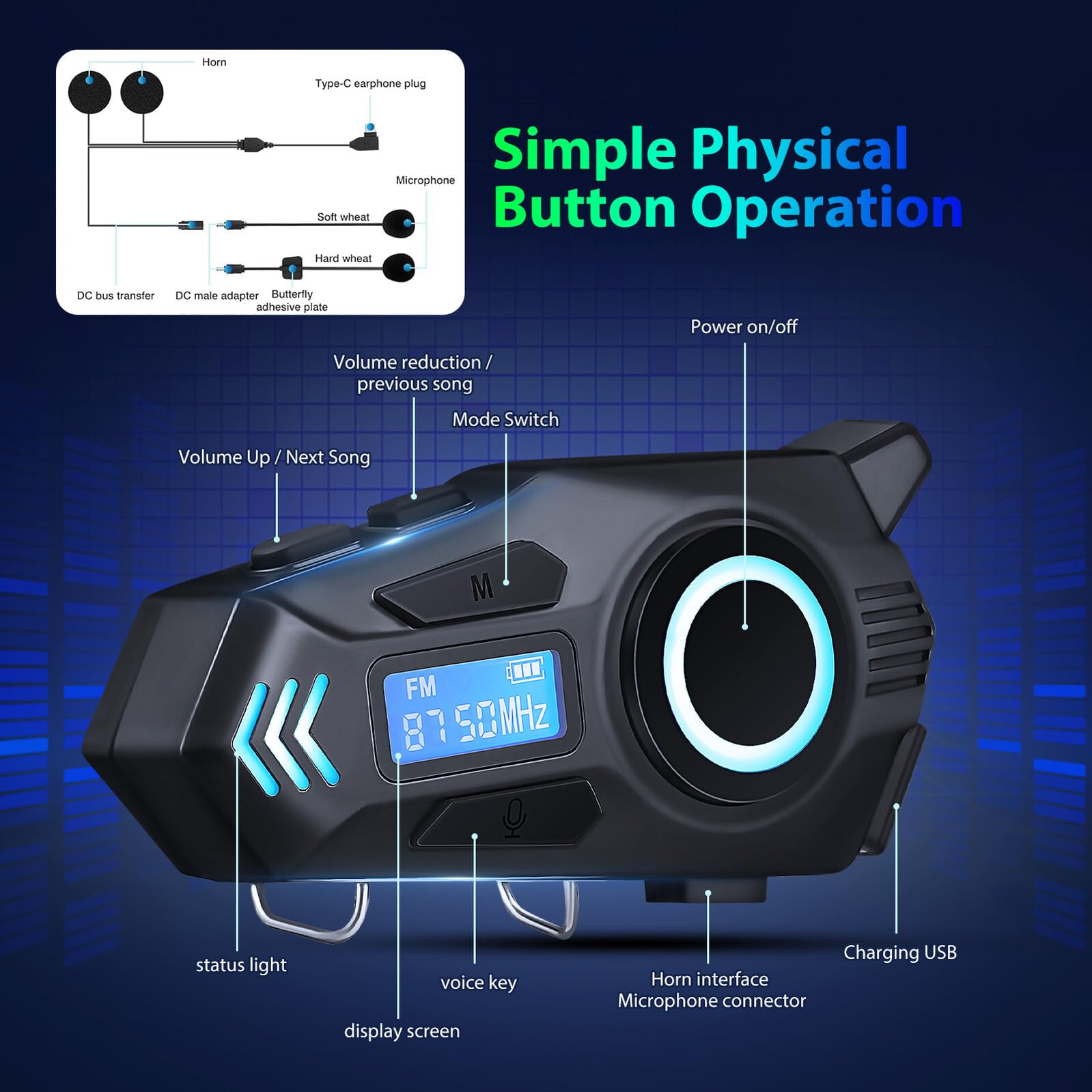 DOITOOL Écouteurs pour Casque de Moto Casque Audio pour Vélo sans Fil Accessoires Moto pour Communication Vocale avec Microphone Intégré