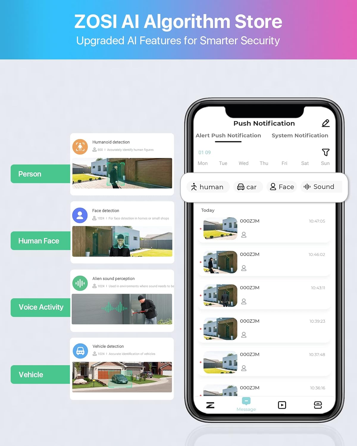 ZOSI 2pcs 5MP PoE IP Camera with Night Vision for Outdoor Indoor Power Over Ethernet Surveillance System,2-Way Audio,Color Night Vision,Only Work PoE NVR,ZR16DK,ZR08EN,ZR08DN,ZR08PN : Electronics