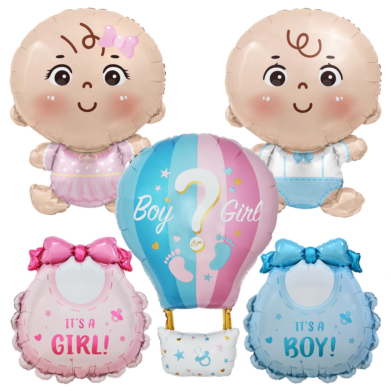 Baby Balloons Boy or Girl Gender Reveal Decorations Pink and Blue Baby Shower Decorations Gender Reveal Foil Balloons 5 Pcs