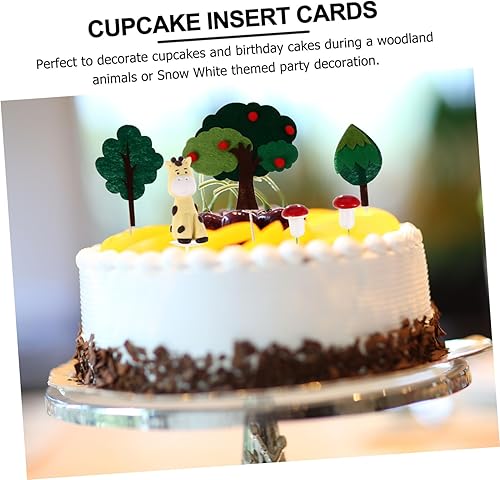 Miniatura 9 de 2 juegos de decoración de fieltro para tartas de bosque, decoración de cupcakes, decoración de pasteles, decoraciones verdes, decoración de animales