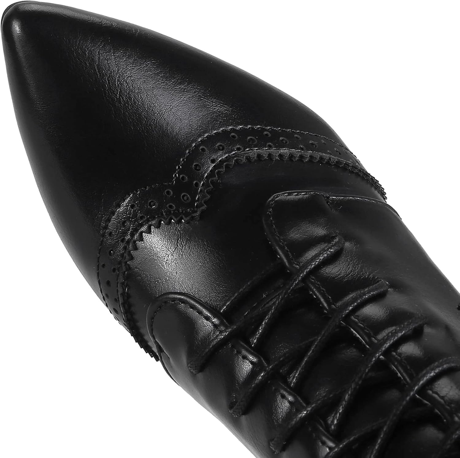 Quimeir Womens Stiletto Ankle Boots Pointed Toe Lace Up High Heel Booties