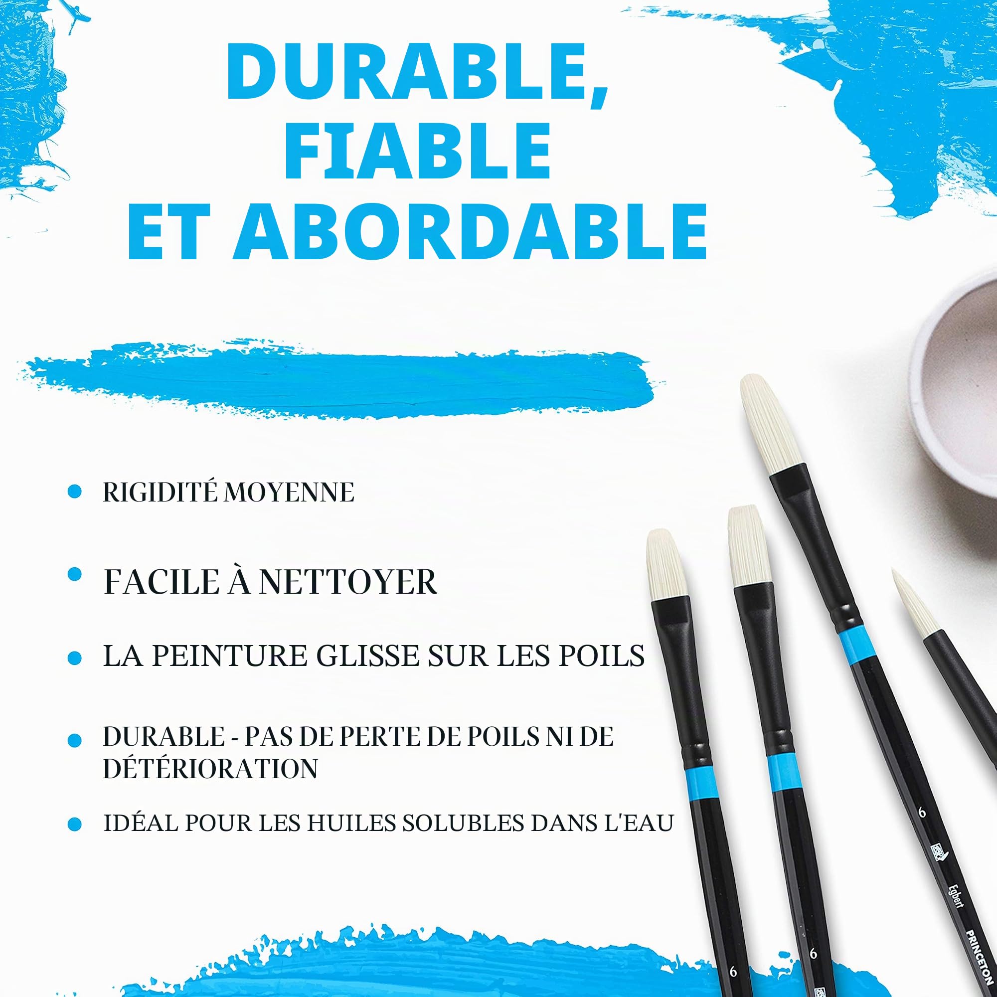 PRINCETON Aspen - Set Professionnel 4 pinceaux synthétiques pour peinture acrylique et à l'huile