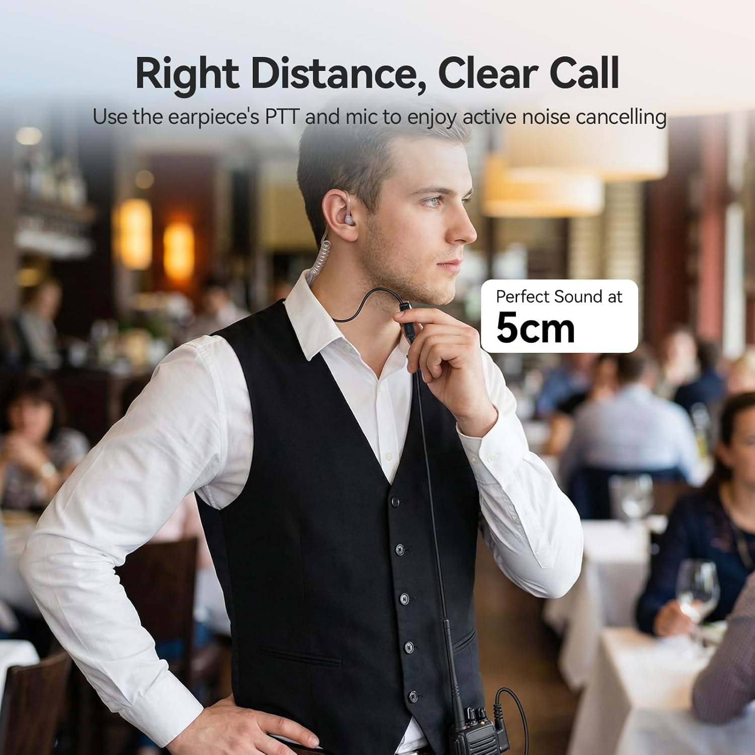 Retevis AI Active Noise Cancelling Two Way Radio Earpiece, Rechargeable, for RT22 RT21 H-777 RT68, Compatible with Pxton Baofeng BF-888S Kenwood Walkie Talkie, Walkie Talkie Earpiece with Mic(4 Pack)