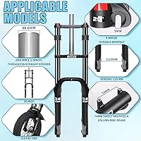 Vista 2 de BUCKLOS 20 pulgadas 4.0 Fat Tire Bike Suspension Tenedor, 7.087 in Travel 5.315 in Spacing Hub 0.354 in QR Ebike Oil MTB Fat Fork, Doble Corona