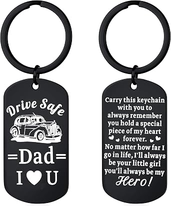 Fathers Day Gifts Keychain from Daughter Son - Stainless Steel Keychain Remember I Love You Father Day Gift for Dad