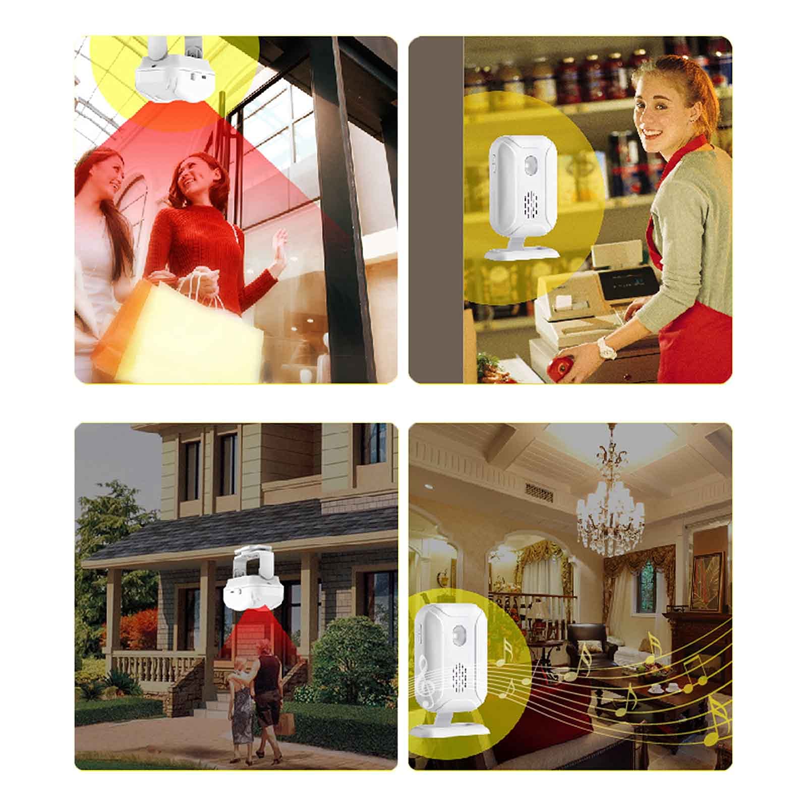 Cruxer Lot de 2 sonnettes avec détecteur de mouvement, carillon pour entrée professionnelle, moniteur de bienvenue en magasin, alarme de détection de mouvement, rappel pour personnes âgées
