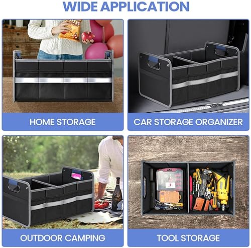 Miniatura 5 de Organizador de maletero de automóvil para SUV, organizador de almacenamiento de automóvil, asas reforzadas, plegable, multicompartimento, plegable e