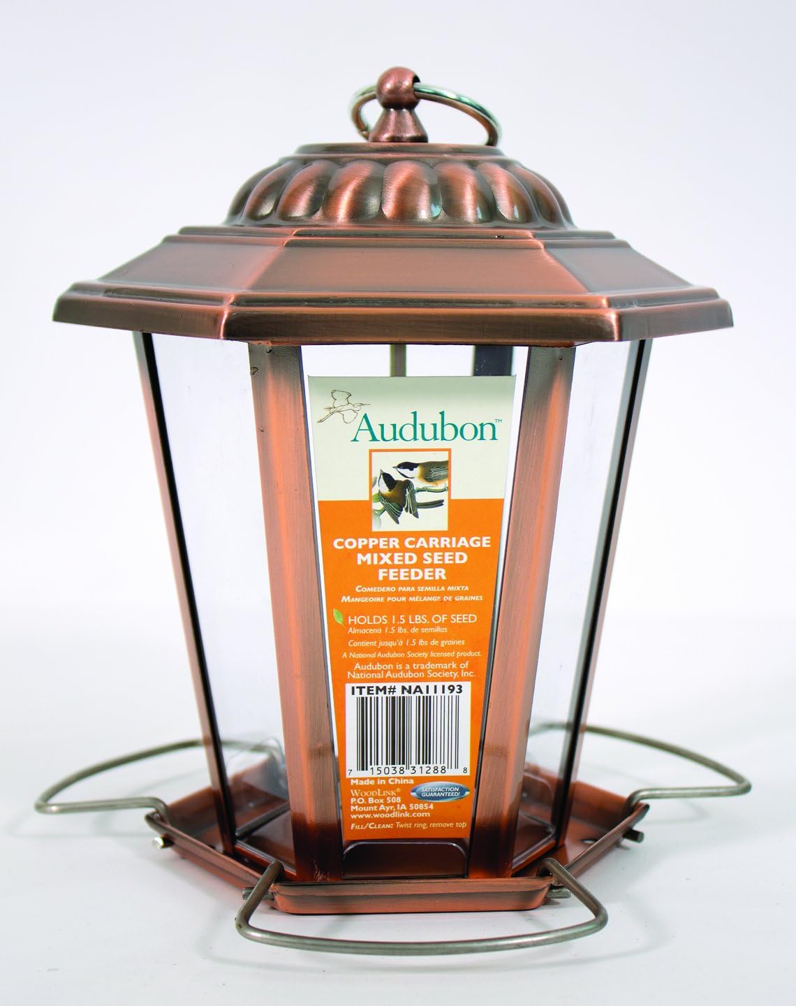 Woodlink NA11193 Audubon Carriage Wild Bird Feeder, 8-1/2-Inch, Copper