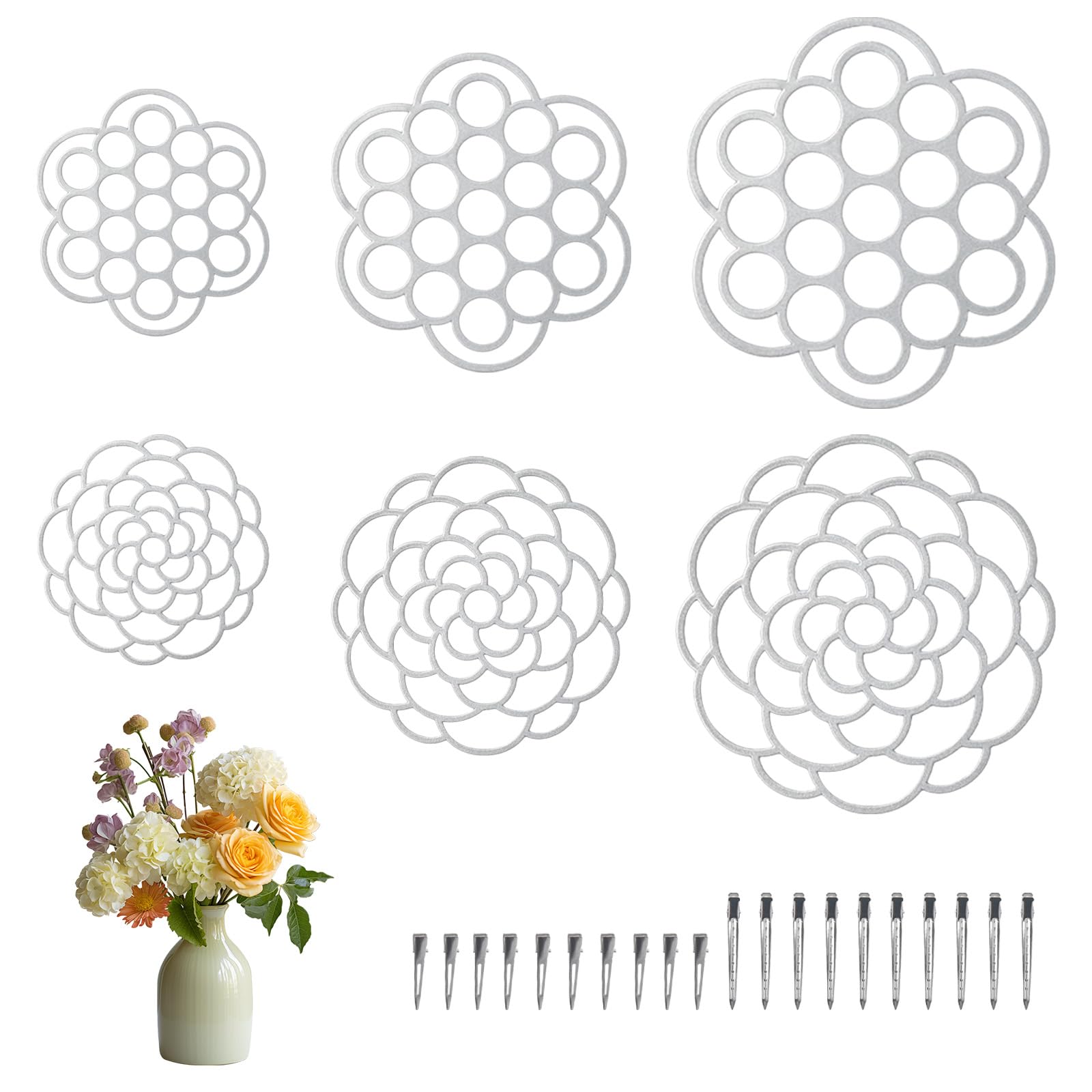 Photo 1 of OYEFLY 6Pcs Metal Floral Grid Flower Arrangement Holder (4in5in6in6)