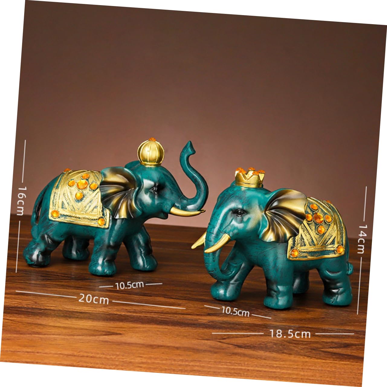 Amosfun Pareja de Elefantes de Resina Estilo Europeo, 1 Par Verde