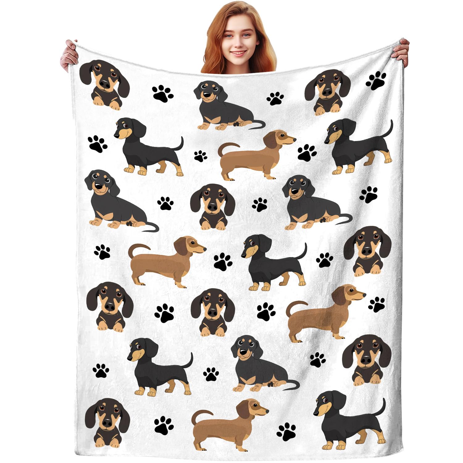 ZABAOBO Dachshund Blanket Animals Pet Pattern Gifts for Dachshund Lovers,Wiener Dog Stuff Dachshunds Throw Blankets,Animal Stuffed Gift for Women Dog Lovers 60"x50"INCH
