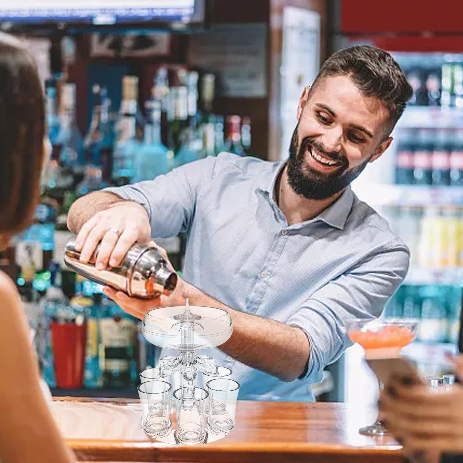 Dozownik do shotów alkoholowych 6 shotów - Dozownik do nalewania alkoholu - Dozownik do nalewania alkoholu - Kubek Separator Cieczy Narzędzie do picia Dozownik Likieru Nosiciel Dis