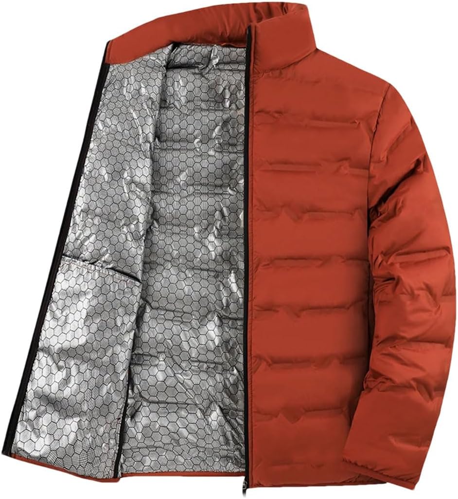 Men White Duck Down Jacket Warm Thick Stand Collar Windproof Puffer Jacket Coat Casual Jacket