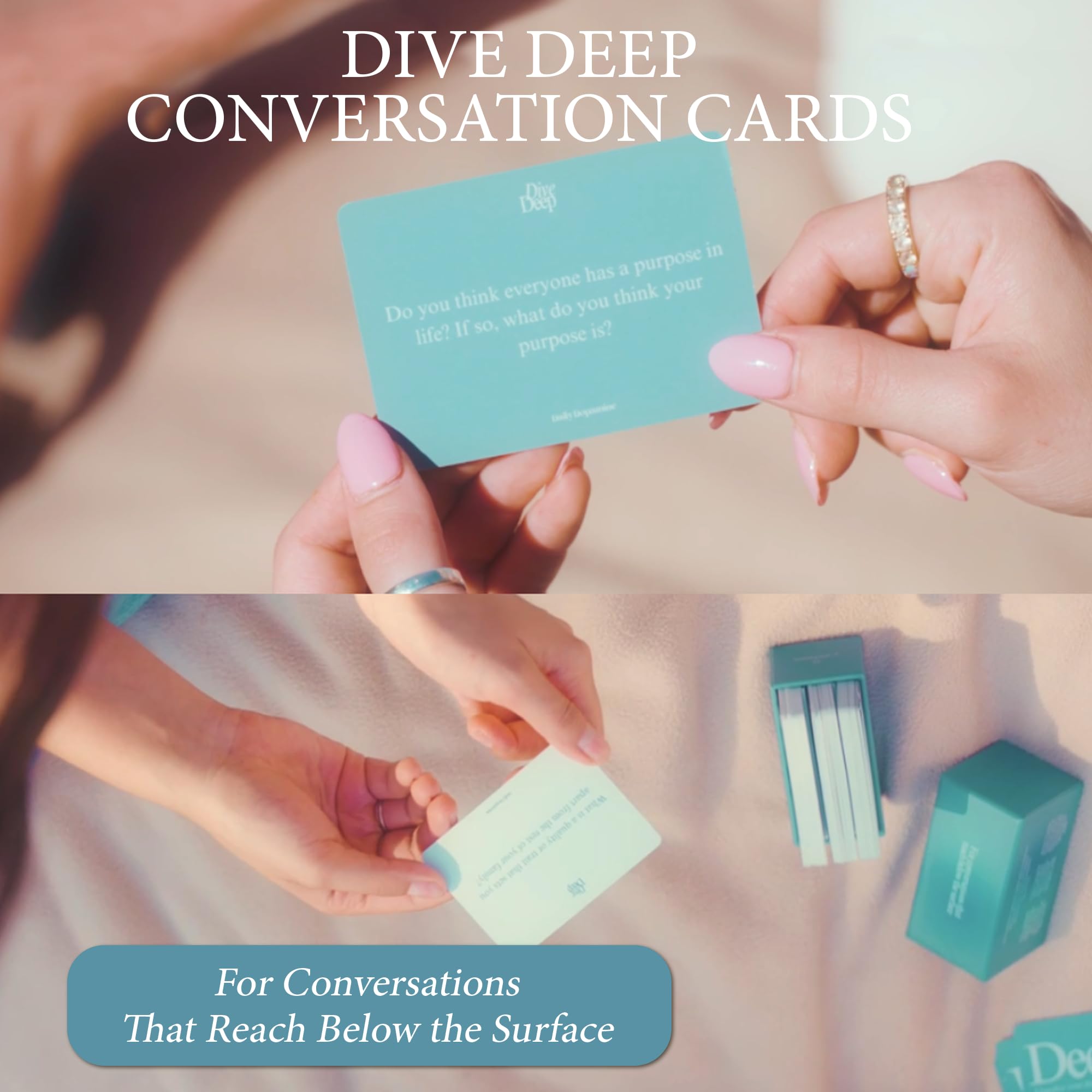 Daily Dopamine Dive Deep Conversation Cards - Lernen Sie sich gegenseitig kennen Eisbrecher | Tiefe & sinnvolle Gespräche | Kartenspiel für Teenager, Erwachsene, Paare | Lustiges Familien-Partyspiel