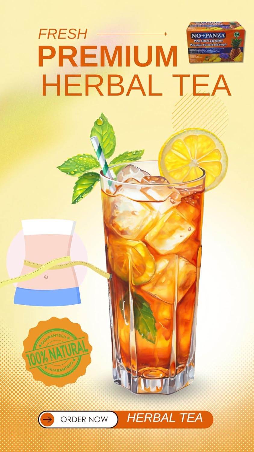 Ginger, Pineapple, Cinnamon & Flaxseed Herbal Tea – 2 Pack (30 Tea Bags Each) by High Supreme – 100% Natural, Vegan, Caffeine-Free Infusion – Traditional Herbal Blend | Té de Jengibre, Piña, Canela y Linaza – Mezcla Herbolaria| Panza