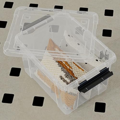 Miniatura 5 de Contenedor de almacenamiento de 22 cuartos de galón con ruedas, contenedores de almacenamiento de plástico apilables con tapas, paquete de 6