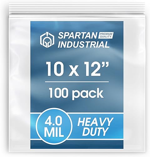 Spartan Industrial - 100 bolsas de polietileno de plástico con cierre de cremallera transparente de 0.157 in de grosor con cierre resellable y