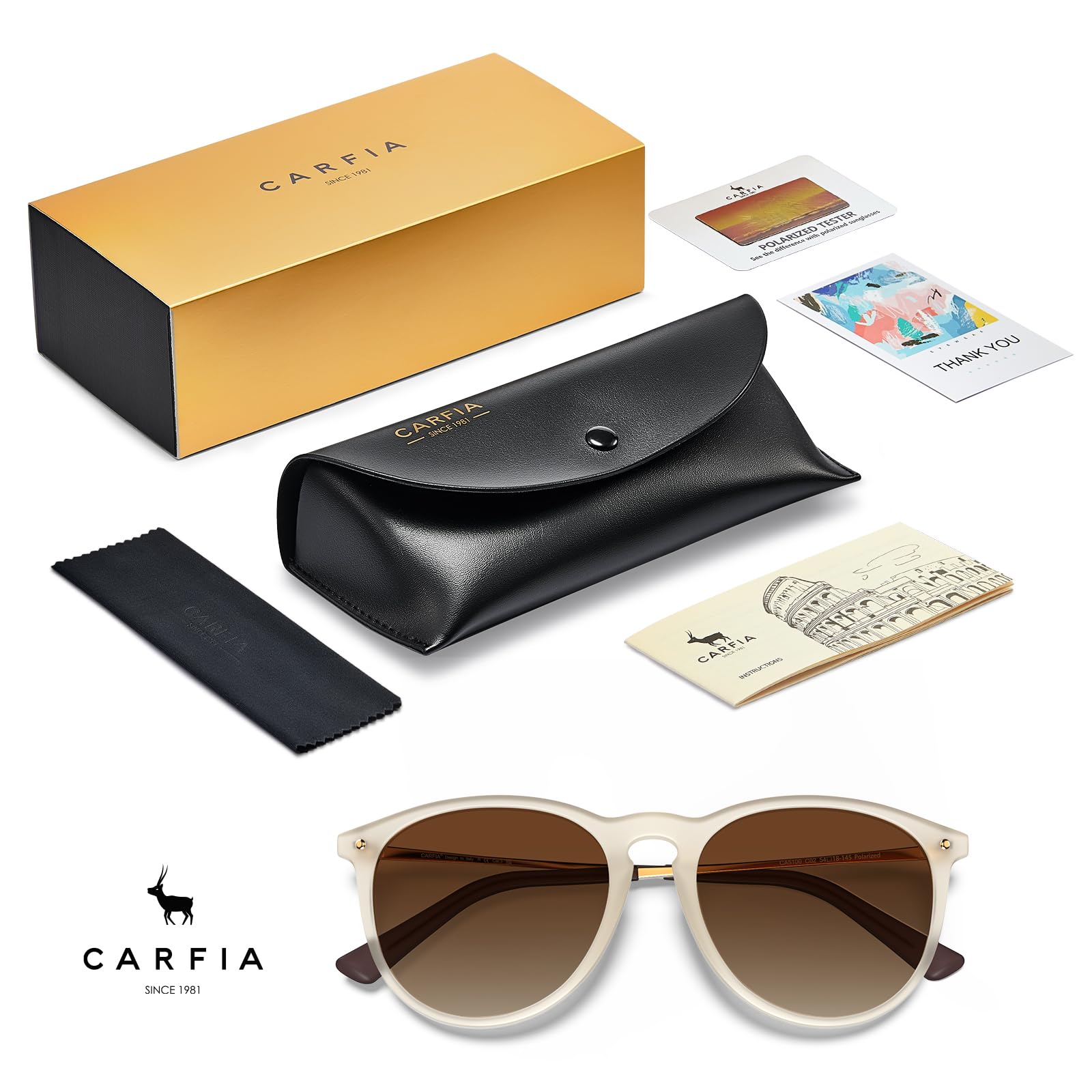 CARFIA okulary przeciwsłoneczne Premium Retro z polaryzacją Damskie Męskie Ochrona UV400 Ultralekka ramka