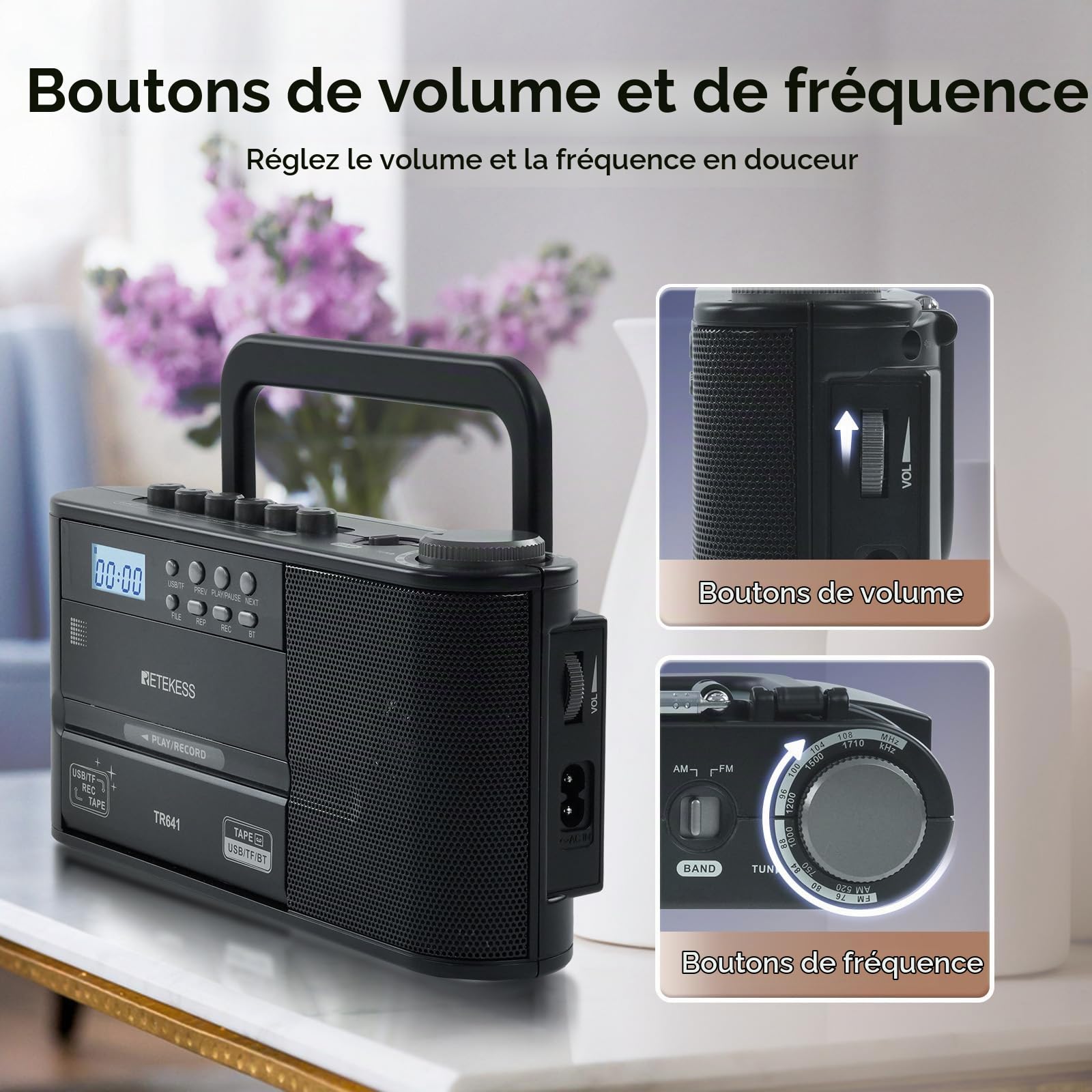 Retekess TR641 Poste Radio Cassette, Lecteur Cassette