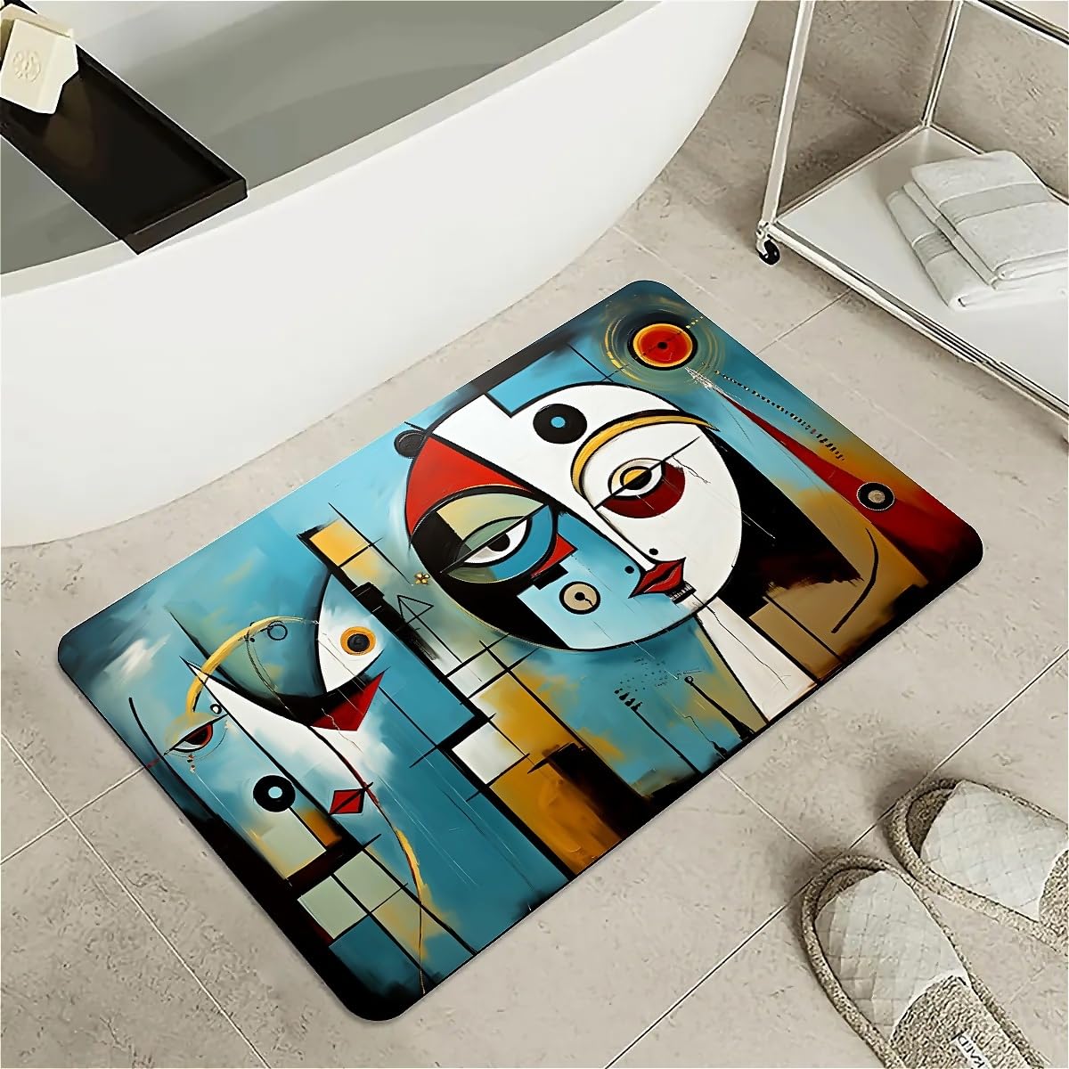 Tapis de bain en terre diatomées anti-glisse beige doré pour éviter les sols humides